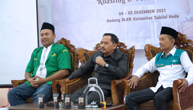 Subaidi Muktar Anggota DPRD Jombang saat sambutan pada launching Kopi produk Ansor Peterongan