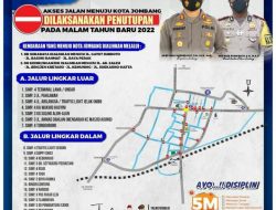Akses Menuju Tengah Kota Jombang Ditutup Pada Malam Tahun Baru 2022