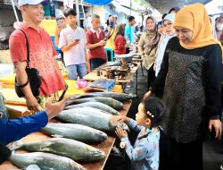 Kunjungi Pasar Bandeng Gresik Bersama Cucu , Gubernur Khofifah Kenalkan Tradisi Sejak Dini