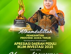 Dinobatkan Sebagai Daerah Peduli Iklim Investasi di Harmones14 KompasTV, Gubernur Khofifah: Bukti Kerja Bersama Wujudkan Jatim Jadi Idola dan Magnet Investor