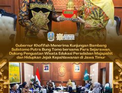 Gubernur Khofifah Terima Putra Pahlawan Nasional Bung Tomo Bambang Sulistomo, Dukung Penguatan Wisata Edukasi Taman Perdamaian Dunia Soerjo Modjopahit