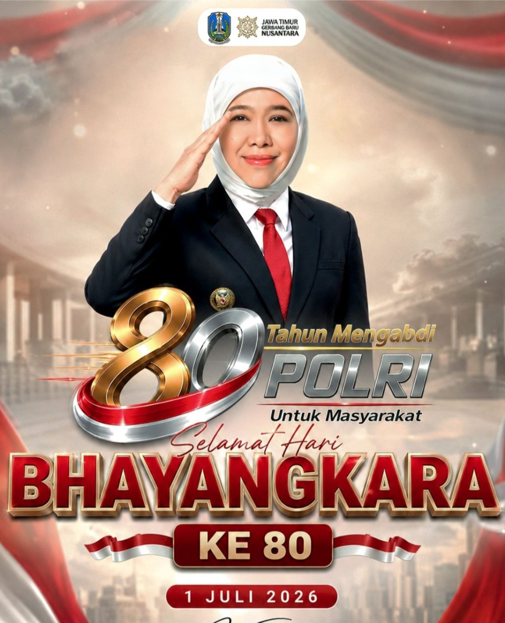 Peringatan Hari Bhayangkara Ke-80: Gubernur Khofifah Apresiasi Dedikasi Polri dalam Menjaga Kamtibmas, Mengawal Pembangunan dan Melayani Masyarakat Secara Humanis